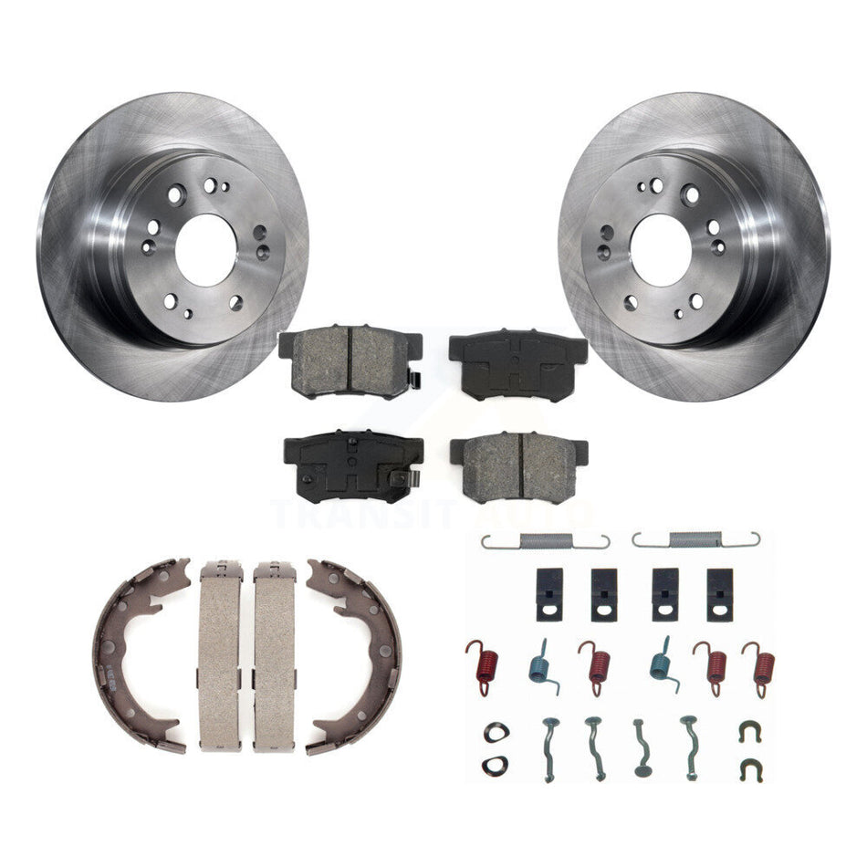 Rear Disc Rotors Semi-Metallic Pads Parking Shoes & Hardware Kit For 2002-2004 Honda CR-V K8S-104850