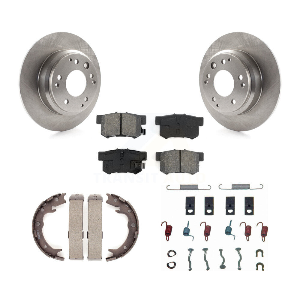 Rear Disc Rotors Semi-Metallic Pads Parking Shoes Hardware Kit For Honda Odyssey Acura RL K8S-104851