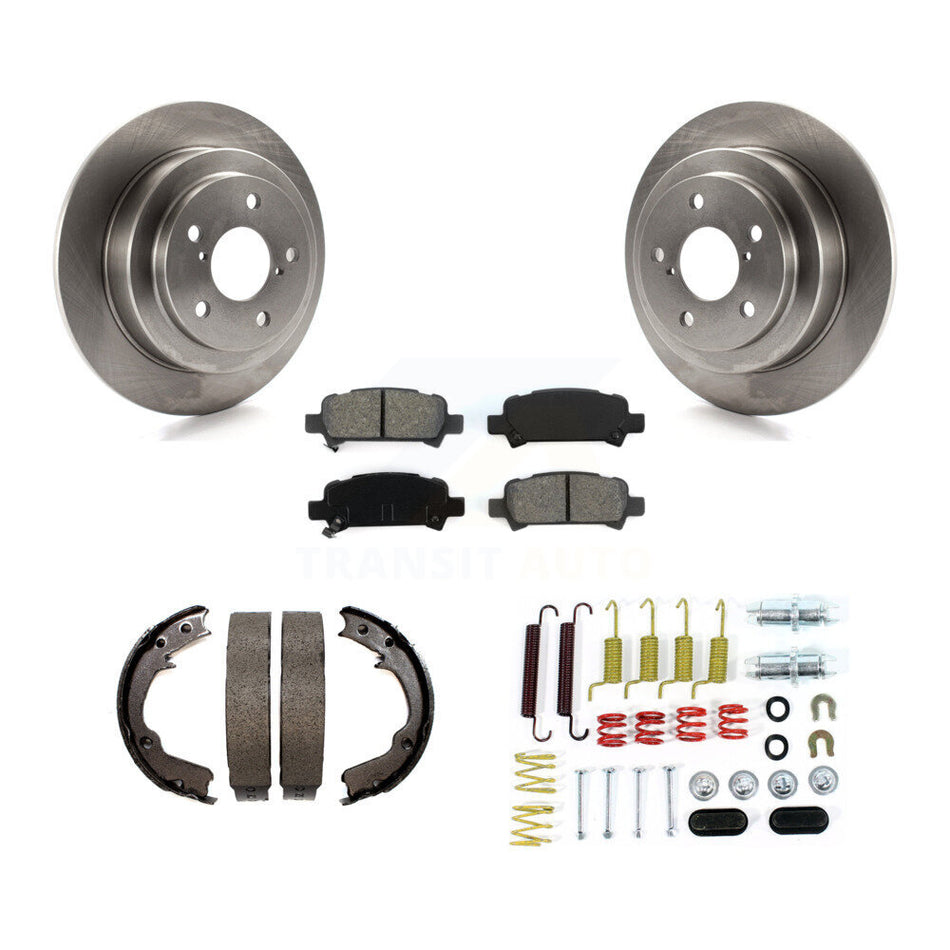 Rear Disc Rotors Semi-Metallic Pads Parking Brake Shoes Hardware Kit For Subaru Forester K8S-104859