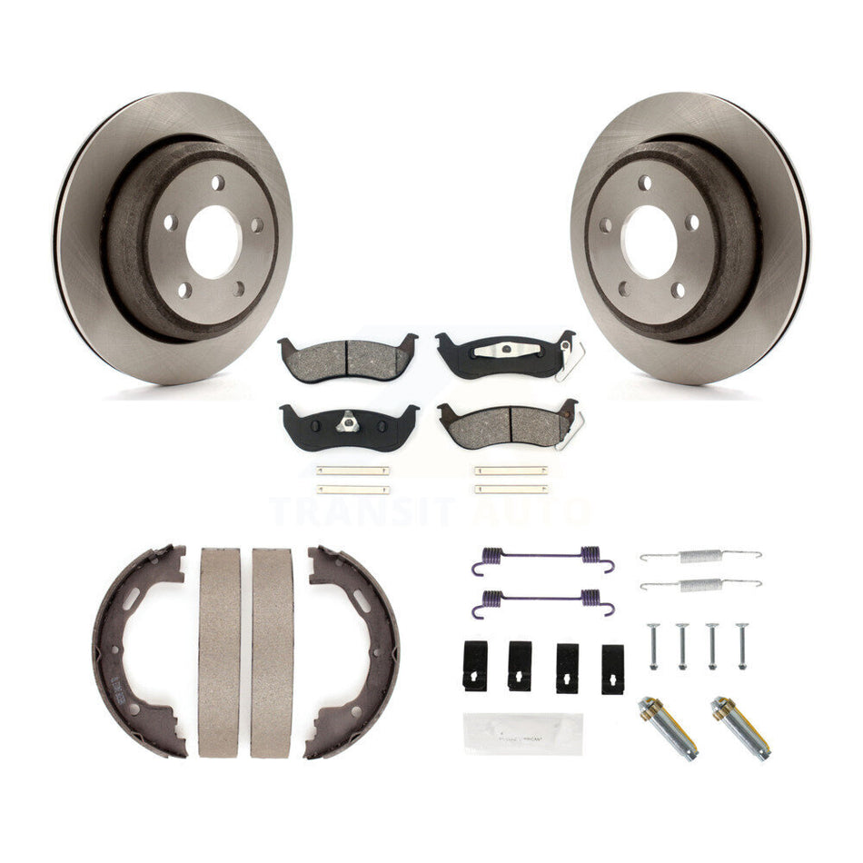 Rear Disc Rotors Semi-Metallic Pads Parking Shoes Hardware Kit For 2010-2011 Ford Ranger K8S-104862