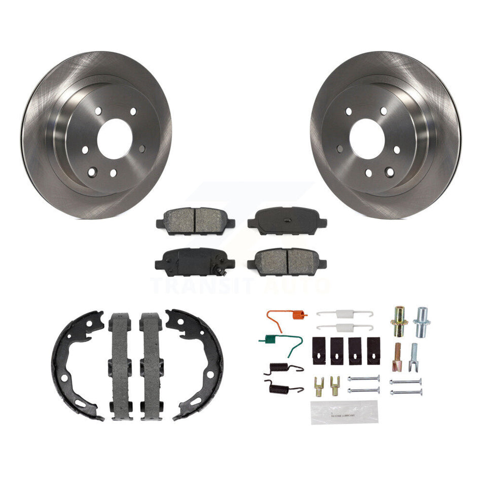 Rear Disc Rotors Semi-Metallic Pads Parking Brake Shoes And Hardware Kit For Nissan Rogue K8S-104863