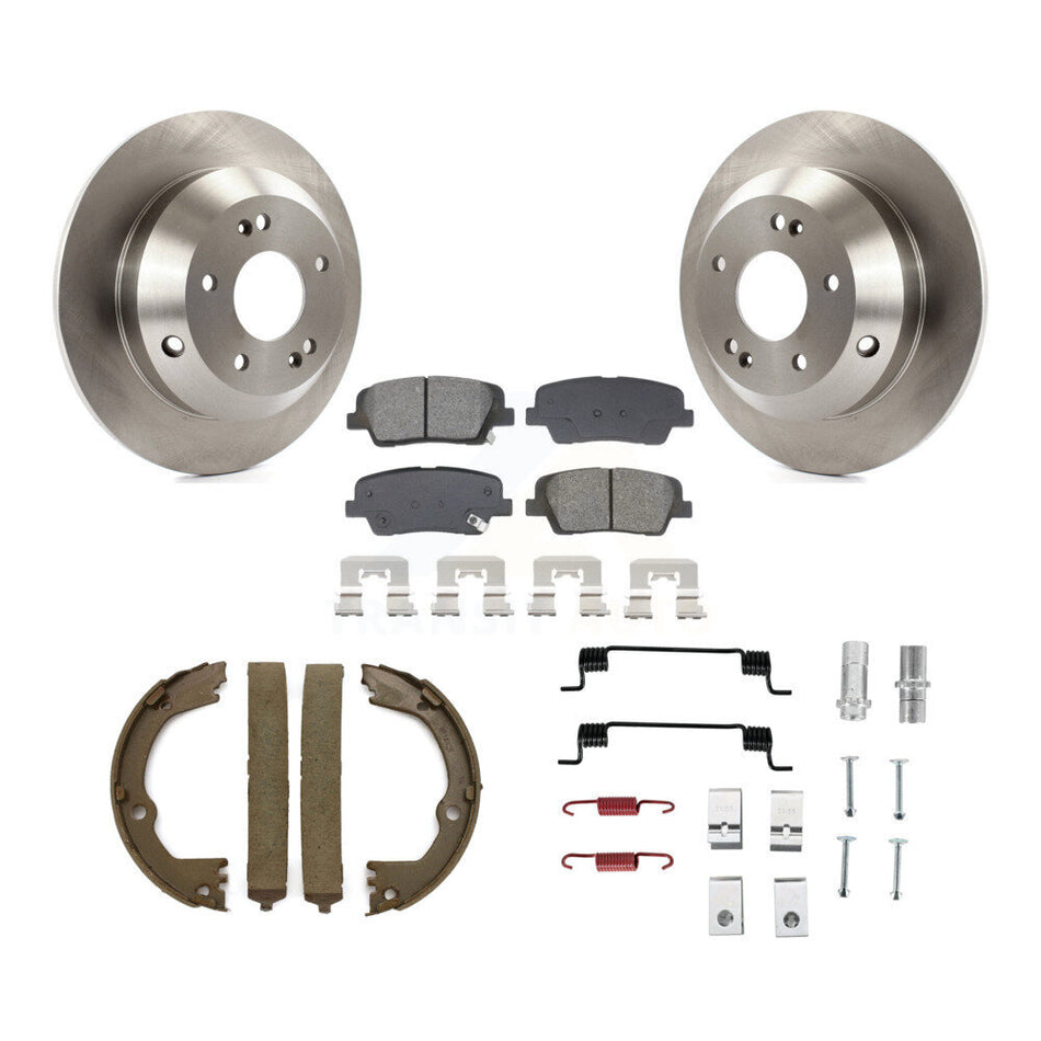 Rear Disc Rotors Semi-Metallic Pads Parking Shoes Hardware Kit For Hyundai Santa Fe Sport K8S-104865