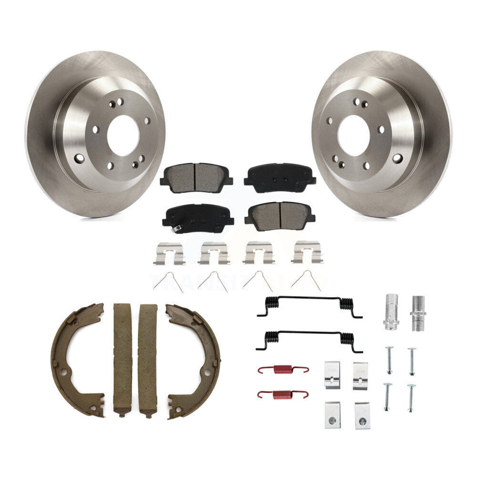 Rear Disc Rotors Semi-Metallic Pads Parking Shoes Hardware Kit For Hyundai Santa Fe Sport K8S-104867