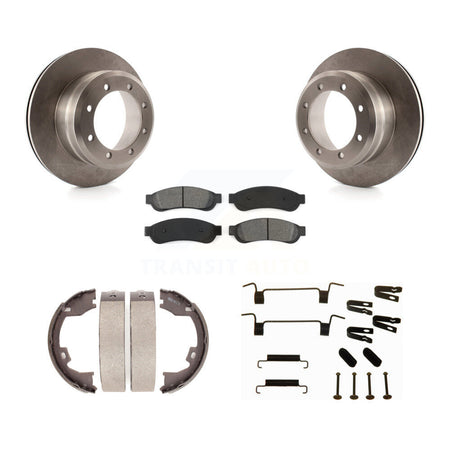 Rear Disc Rotors Semi-Metallic Pads Parking Shoes Hardware Kit For Ford F-350 Super Duty K8S-104870