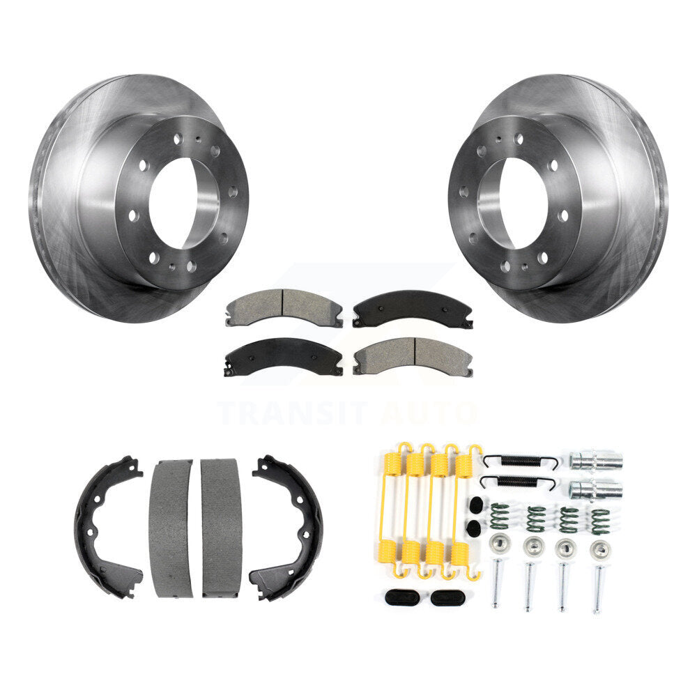Rear Disc Rotors Semi-Metallic Pads Parking Shoes And Hardware Kit For GMC Sierra 2500 HD K8S-104871