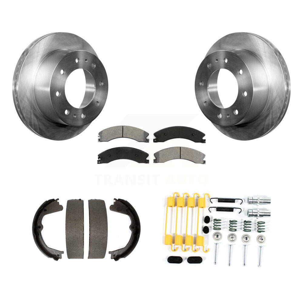 Rear Disc Rotors Semi-Metallic Pads Parking Shoes Hardware Kit For Chevrolet Silverado HD K8S-104872