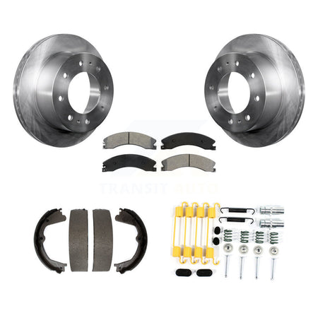 Rear Disc Rotors Semi-Metallic Pads Parking Shoes Hardware Kit For Chevrolet Silverado HD K8S-104872