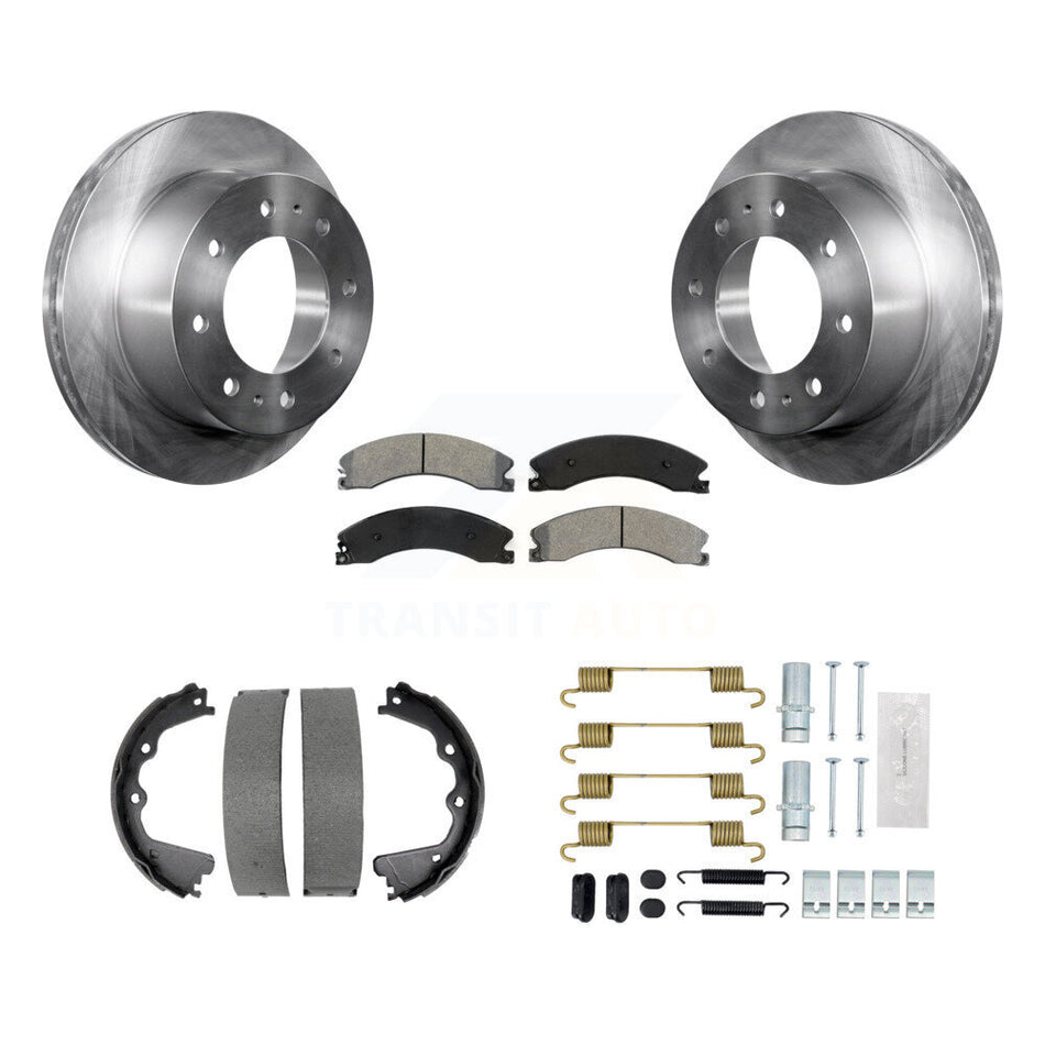 Rear Disc Rotors Semi-Metallic Pads Parking Shoes And Hardware Kit For GMC Sierra 2500 HD K8S-104873