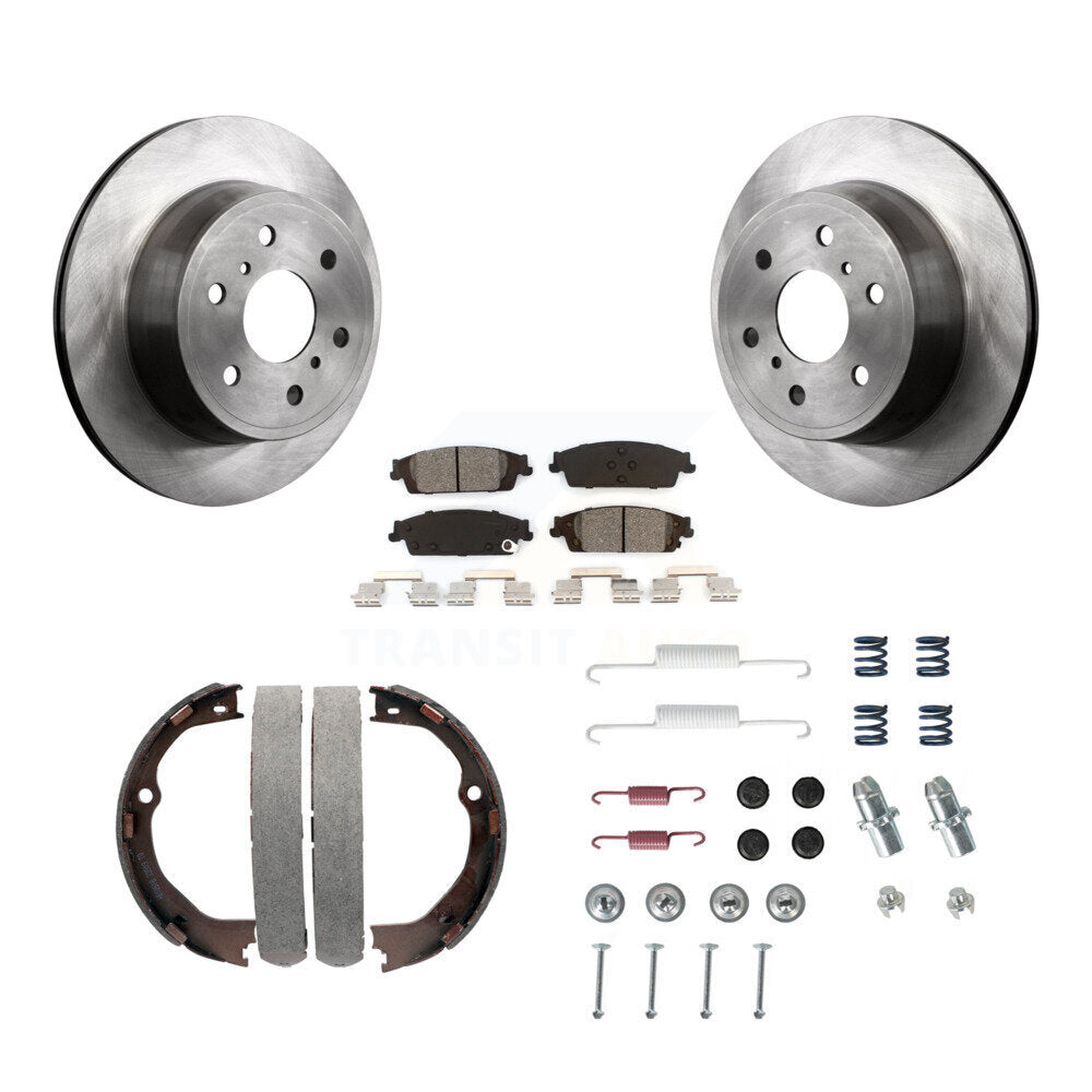 Rear Disc Rotors Semi-Metallic Pads Parking Shoes & Hardware Kit For GMC Chevrolet Sierra K8S-104874