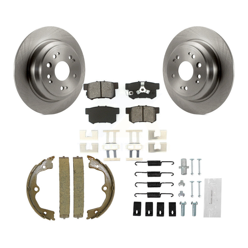Rear Disc Rotors Semi-Metallic Pads Parking Shoes Hardware Kit For Honda Accord Crosstour K8S-104877