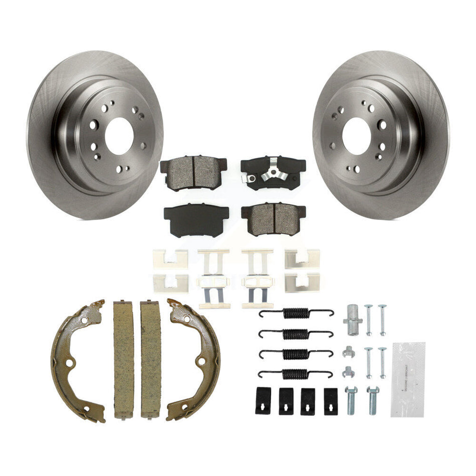 Rear Disc Rotors Semi-Metallic Pads Parking Shoes Hardware Kit For Honda Accord Crosstour K8S-104877
