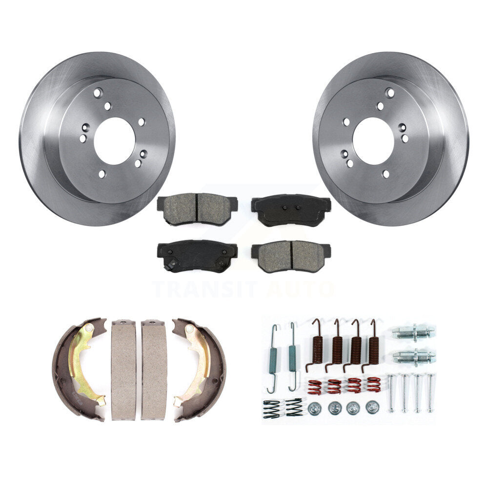 Rear Disc Rotors Semi-Metallic Pads Parking Shoes Hardware Kit For 01-04 Hyundai Santa Fe K8S-104878