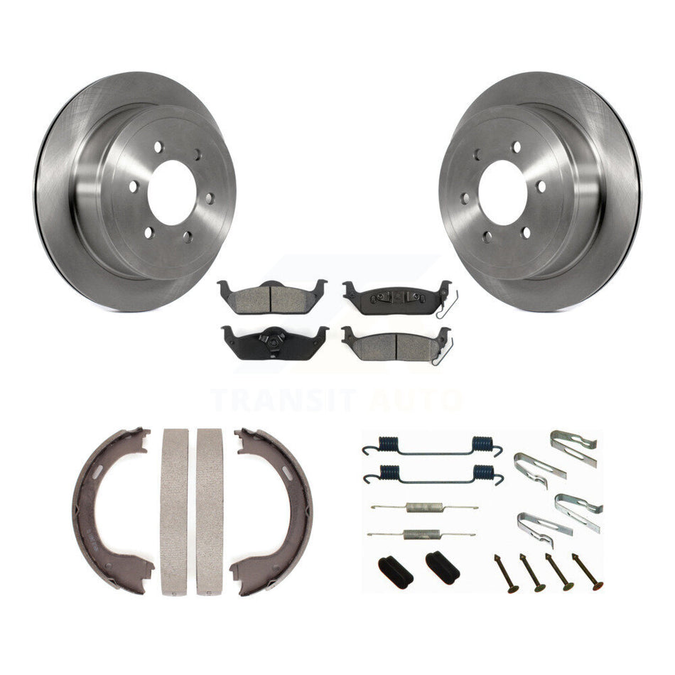 Rear Disc Rotors Semi-Metallic Pads Parking Brake Shoes And Hardware Kit For Ford F-150 K8S-104879