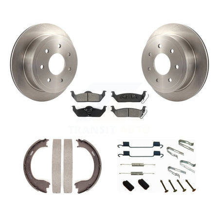 Rear Disc Rotors Semi-Metallic Pads Parking Brake Shoes And Hardware Kit For Ford F-150 K8S-104880