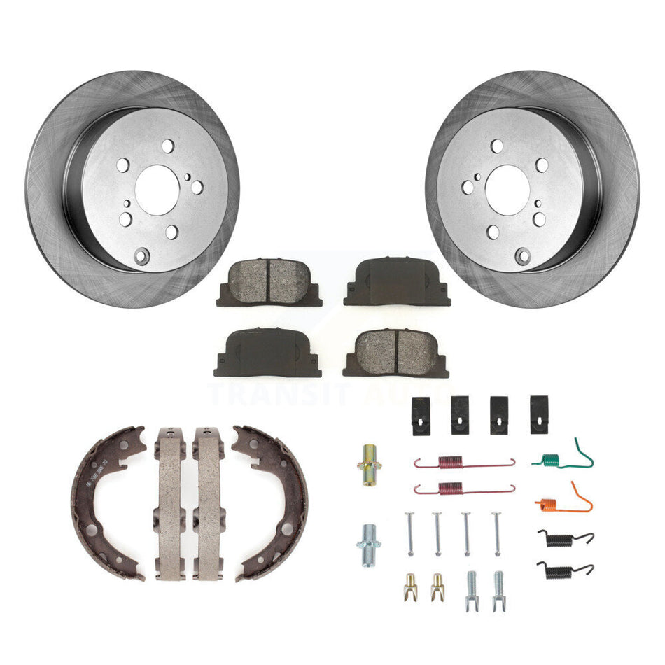 Rear Disc Rotors Semi-Metallic Pads Parking Shoes And Hardware Kit For 2005-2010 Scion tC K8S-104882