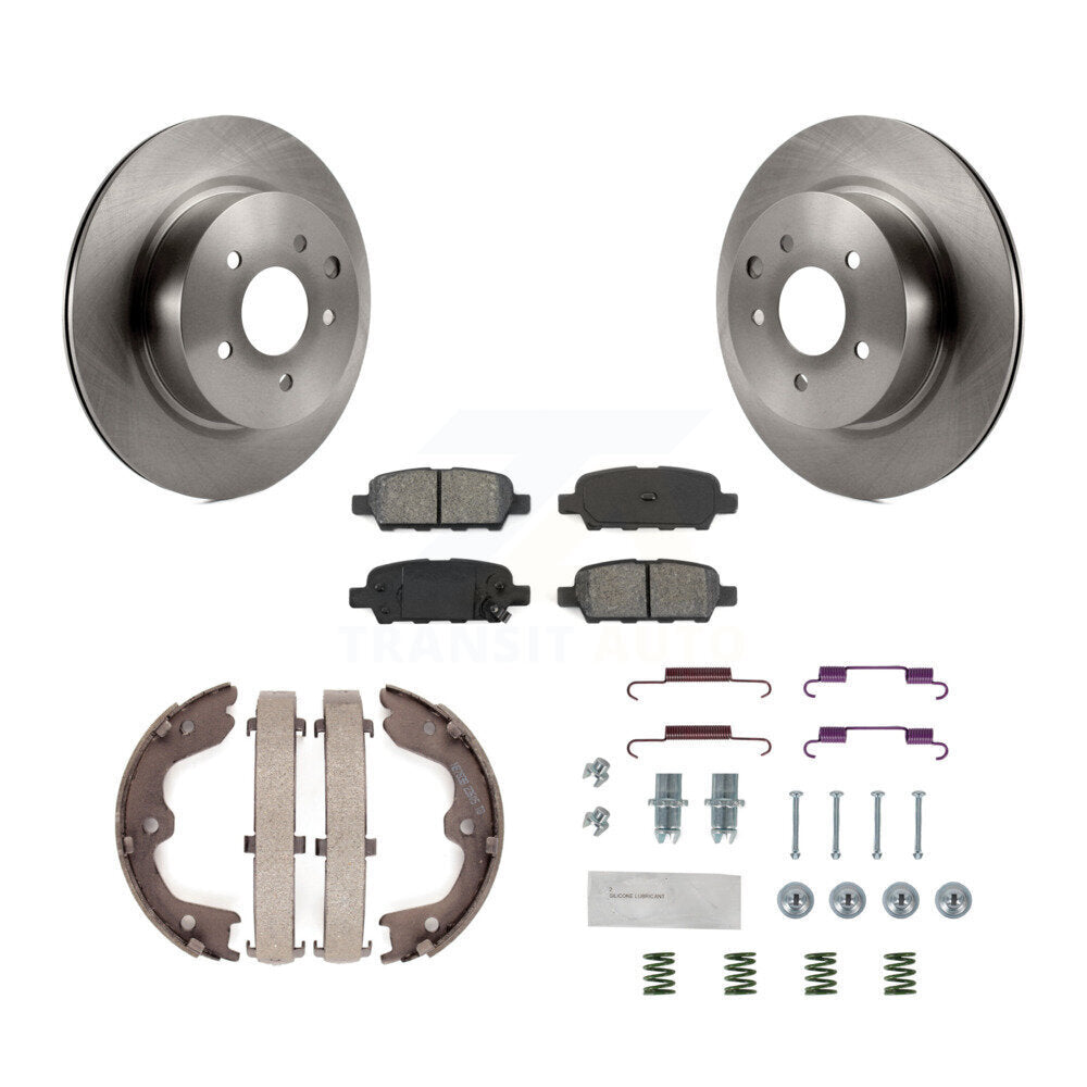 Rear Disc Rotors Semi-Metallic Pads Parking Shoes Hardware Kit For INFINITI Nissan Maxima K8S-104883