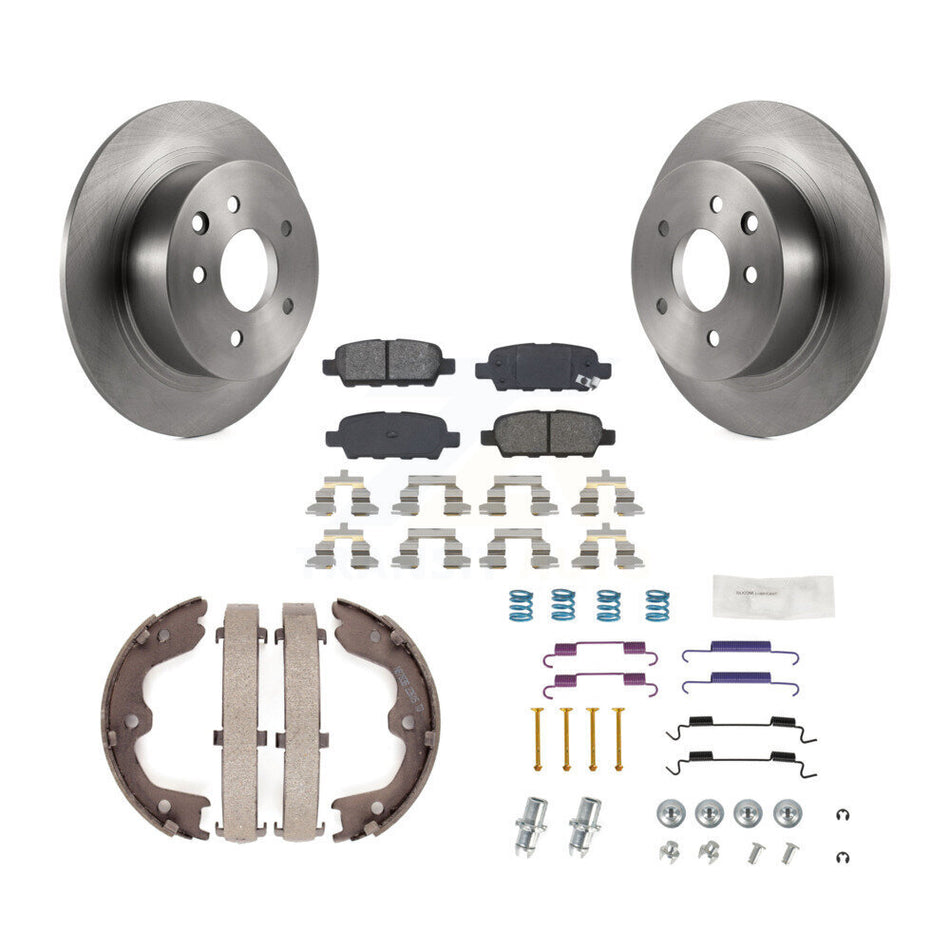 Rear Disc Rotors Semi-Metallic Pads Parking Brake Shoes & Hardware Kit For Nissan Altima K8S-104885