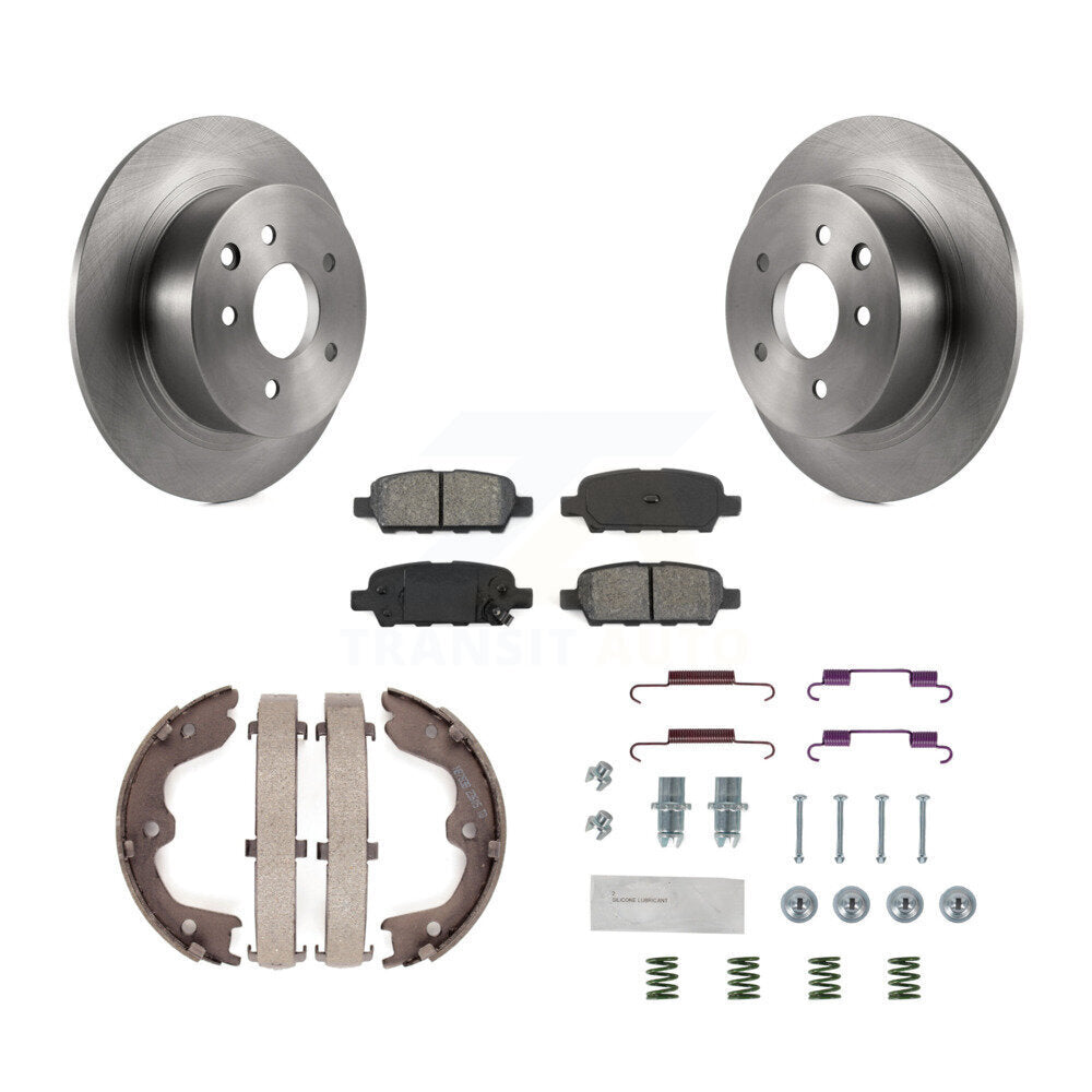 Rear Disc Rotors Semi-Metallic Pads Parking Shoes & Hardware Kit For Nissan Altima Maxima K8S-104887