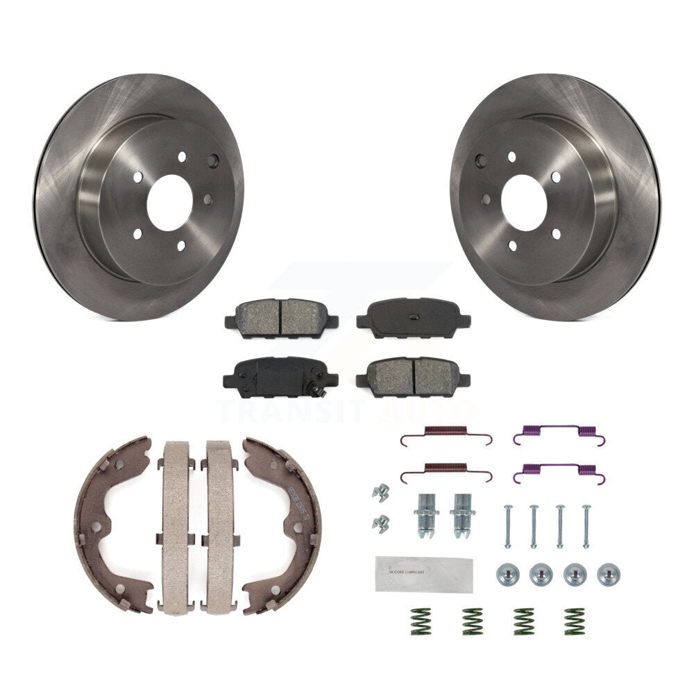 Rear Disc Rotors Semi-Metallic Pads Parking Shoes And Hardware Kit For INFINITI FX35 FX45 K8S-104888
