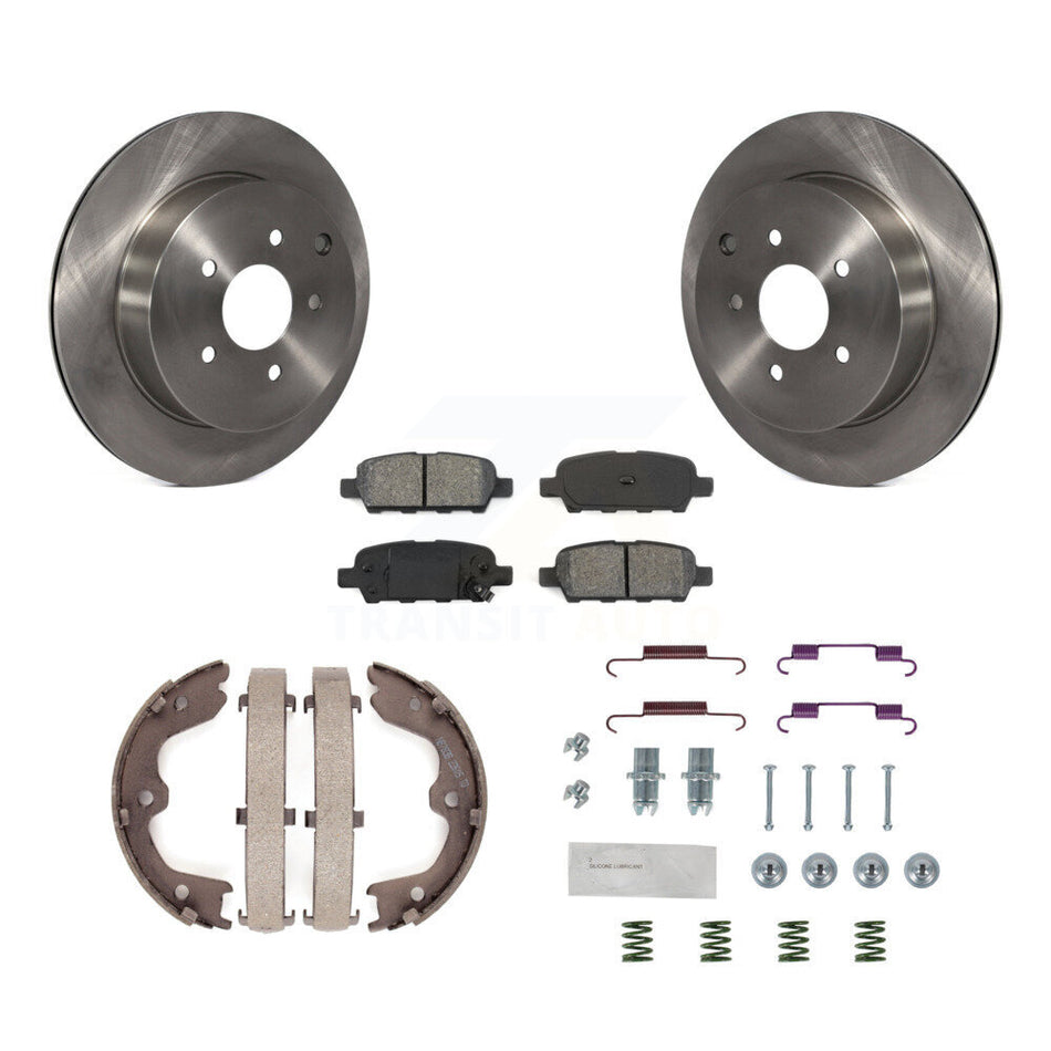 Rear Disc Rotors Semi-Metallic Pads Parking Shoes And Hardware Kit For INFINITI FX35 FX45 K8S-104888