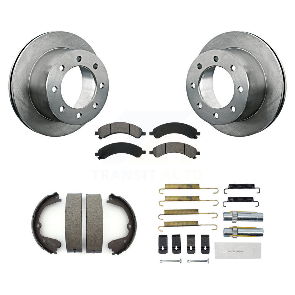 Rear Disc Rotors Semi-Metallic Pads Parking Shoes Hardware Kit For Chevrolet Express 3500 K8S-104902