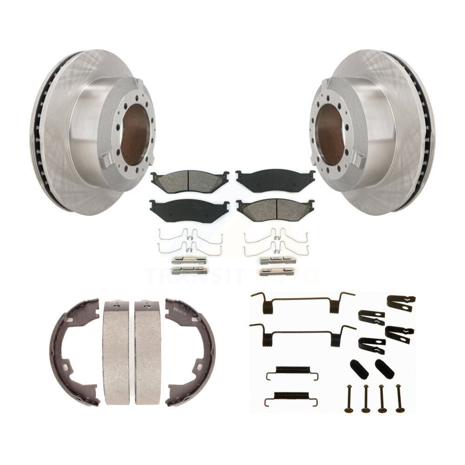 Rear Disc Rotors Semi-Metallic Pads Parking Shoes Hardware Kit For Ford F-450 Super Duty K8S-104906
