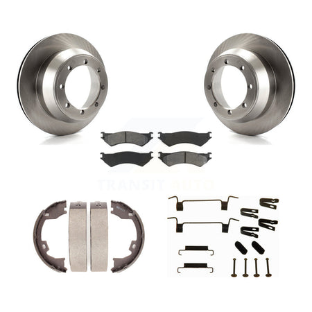Rear Disc Rotors Semi-Metallic Pads Parking Shoes Hardware Kit For Ford E-350 Super Duty K8S-104911