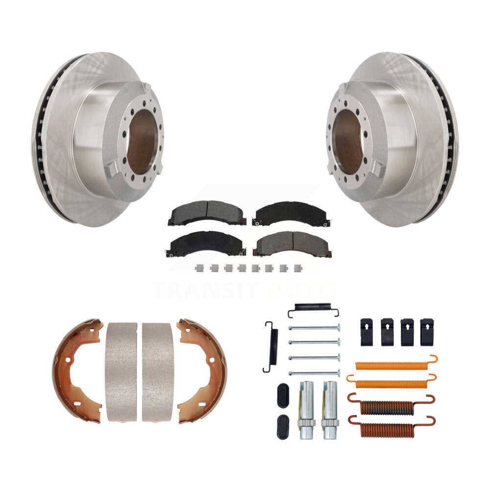 Rear Disc Rotors Semi-Metallic Pads Parking Shoes Hardware Kit For Ram Dodge Sterling 45 K8S-104915