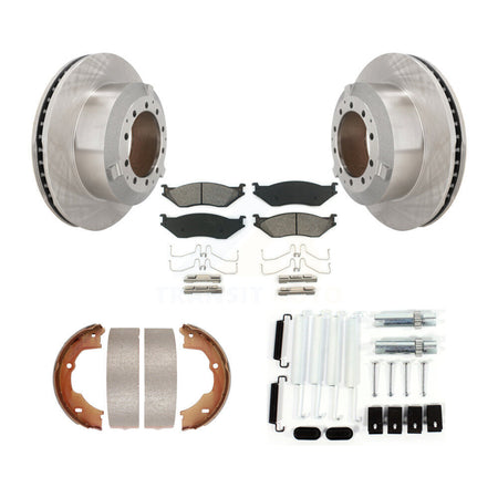 Rear Disc Rotors Semi-Metallic Pads Parking Shoes Hardware Kit For Ford F-450 Super Duty K8S-104916