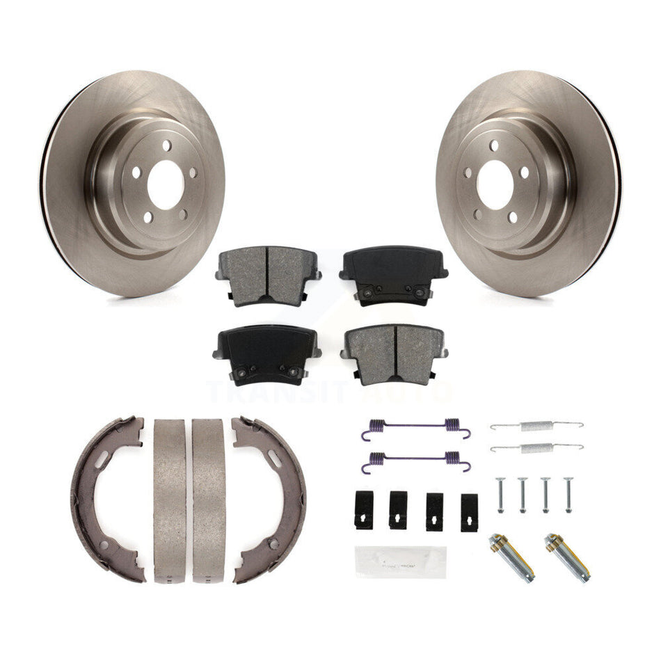 Rear Disc Rotors Semi-Metallic Pads Parking Shoes & Hardware Kit For Dodge Charger Magnum K8S-104922