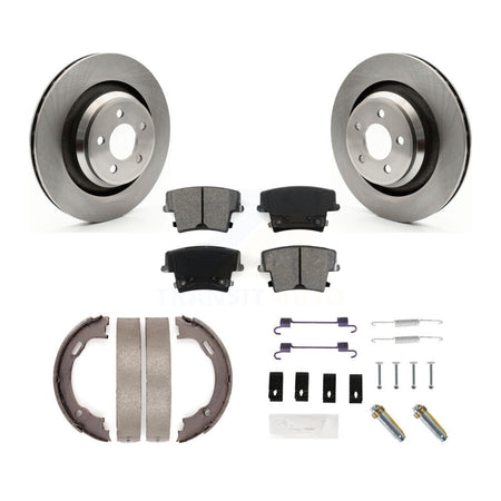 Rear Disc Rotors Semi-Metallic Pads Parking Brake Shoes & Hardware Kit For Dodge Charger K8S-104926