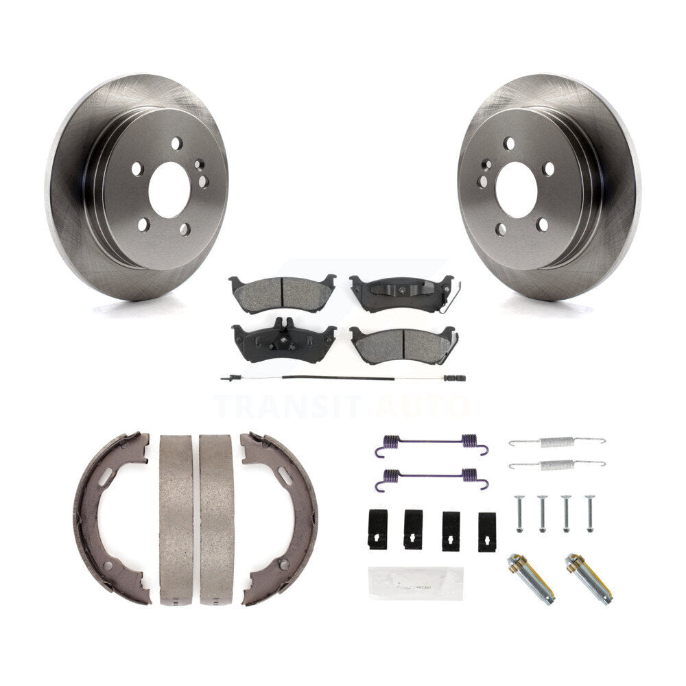 Rear Disc Rotors Semi-Metallic Pads Parking Shoes & Hardware Kit For Mercedes-Benz ML320 K8S-104928