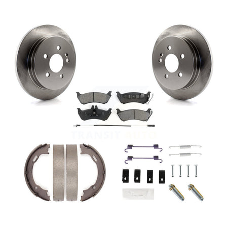 Rear Disc Rotors Semi-Metallic Pads Parking Shoes & Hardware Kit For Mercedes-Benz ML320 K8S-104928