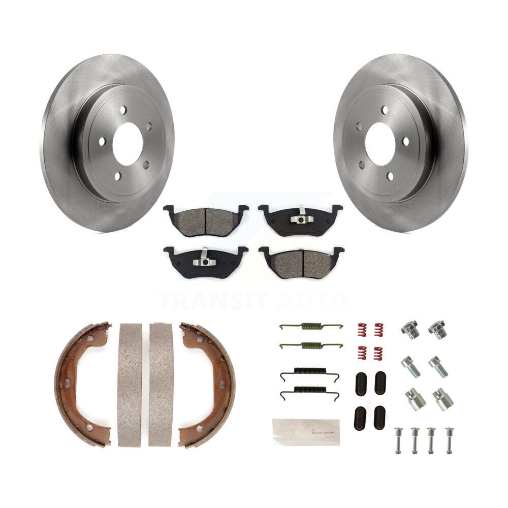 Rear Disc Rotors Semi-Metallic Pads Parking Shoes And Hardware Kit For Ford Escape Mazda K8S-104929