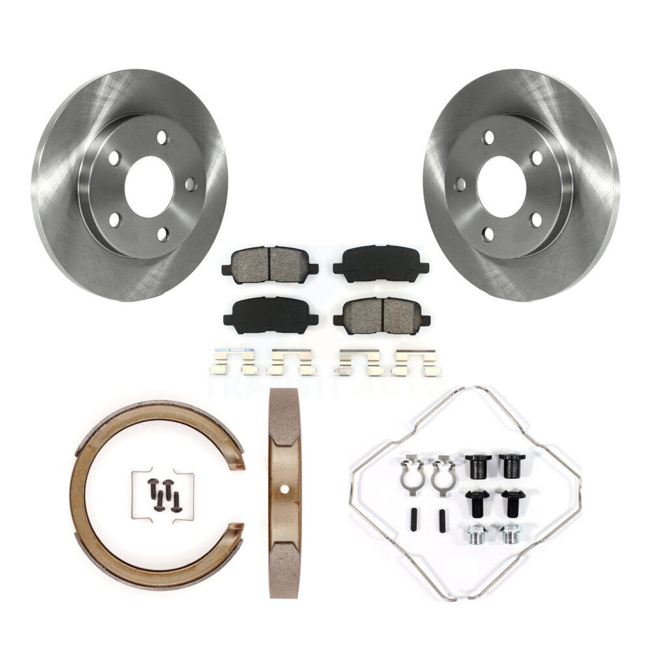 Rear Disc Rotors Semi-Metallic Pads Parking Brake Shoes Hardware Kit For Chevrolet Impala K8S-104931