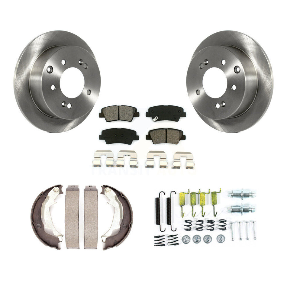 Rear Disc Rotors Semi-Metallic Pads Parking Shoes And Hardware Kit For 2010-2013 Kia Soul K8S-104935