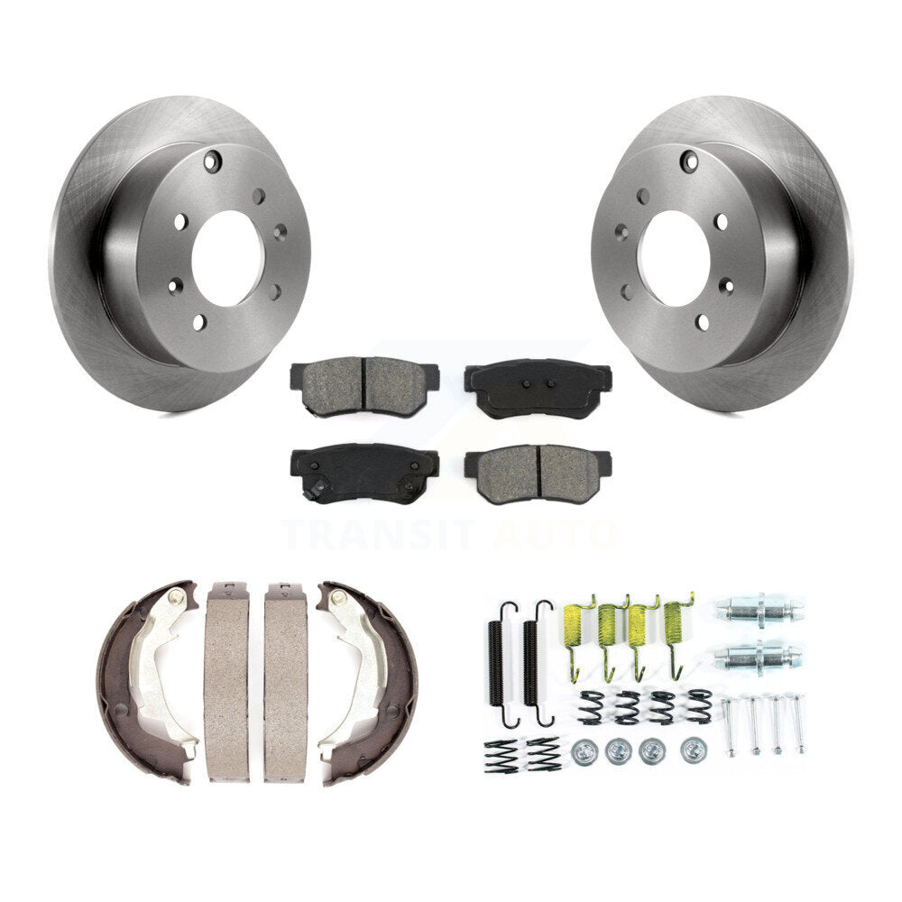Rear Disc Rotors Semi-Metallic Pads Parking Shoes And Hardware Kit For Hyundai Sonata Kia K8S-104936