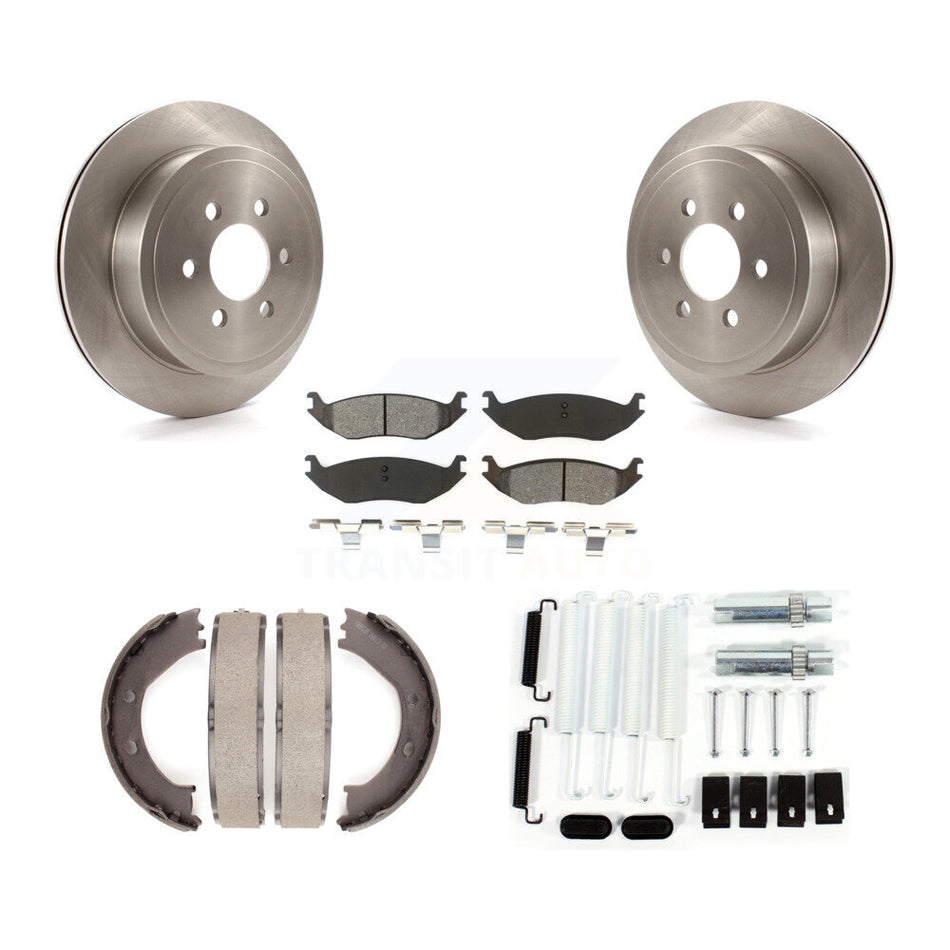 Rear Disc Rotors Semi-Metallic Pads Parking Shoes And Hardware Kit For 2003 Dodge Durango K8S-104939
