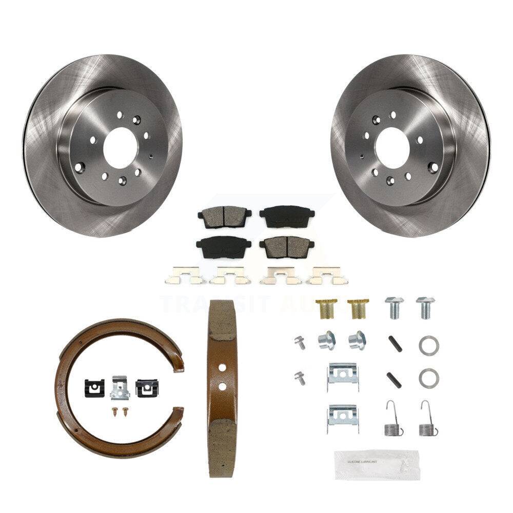 Rear Disc Rotors Semi-Metallic Pads Parking Shoes & Hardware Kit For 2007-2012 Mazda CX-9 K8S-104940