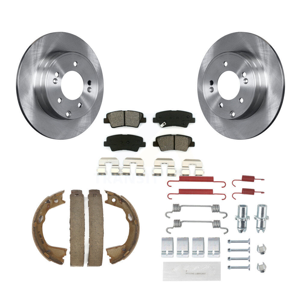 Rear Disc Rotors Semi-Metallic Pads Parking Shoes And Hardware Kit For Hyundai Sonata Kia K8S-104942