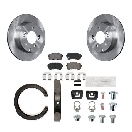 Rear Disc Rotors Semi-Metallic Pads Parking Brake Shoes And Hardware Kit For Kia Optima K8S-104944