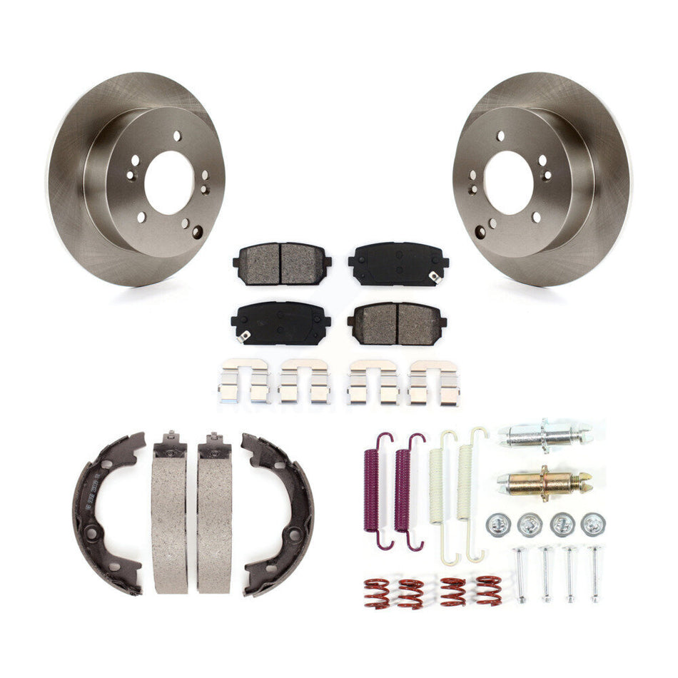 Rear Disc Rotors Semi-Metallic Pads Parking Shoes & Hardware Kit For 2007-2010 Kia Rondo K8S-104945