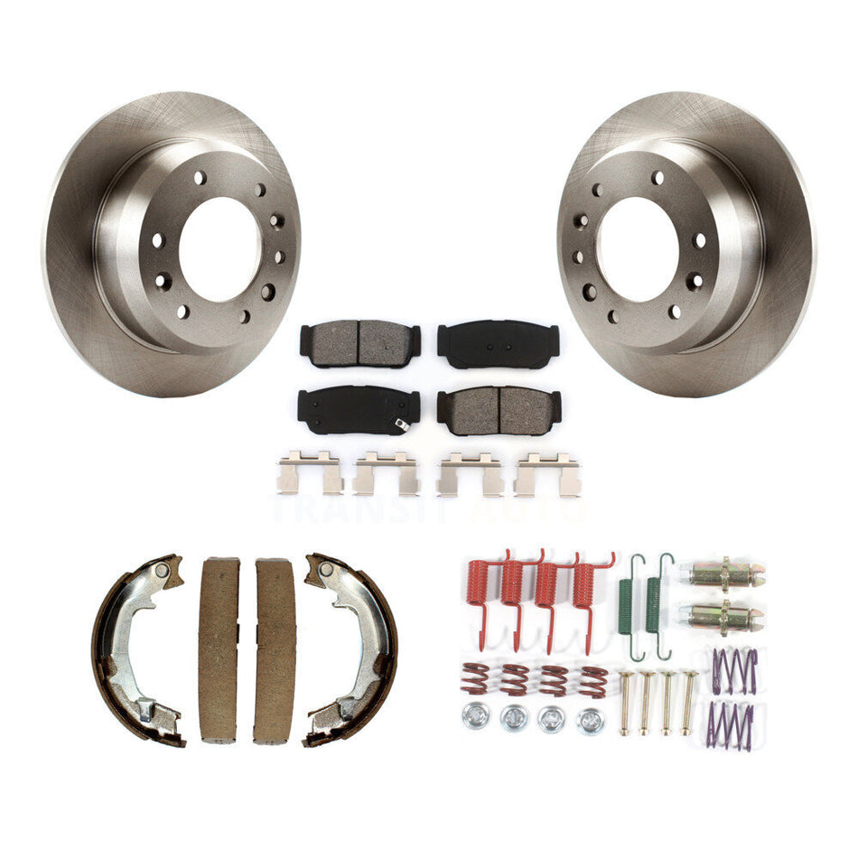 Rear Disc Rotors Semi-Metallic Pads Parking Shoes Hardware Kit For Hyundai Entourage Kia K8S-104947