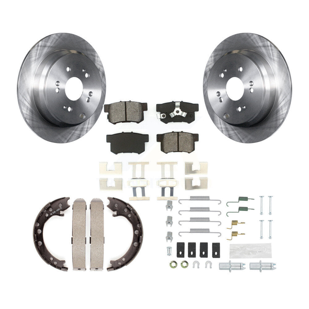 Rear Disc Rotors Semi-Metallic Pads Parking Shoes & Hardware Kit For Honda CR-V Acura RDX K8S-104948