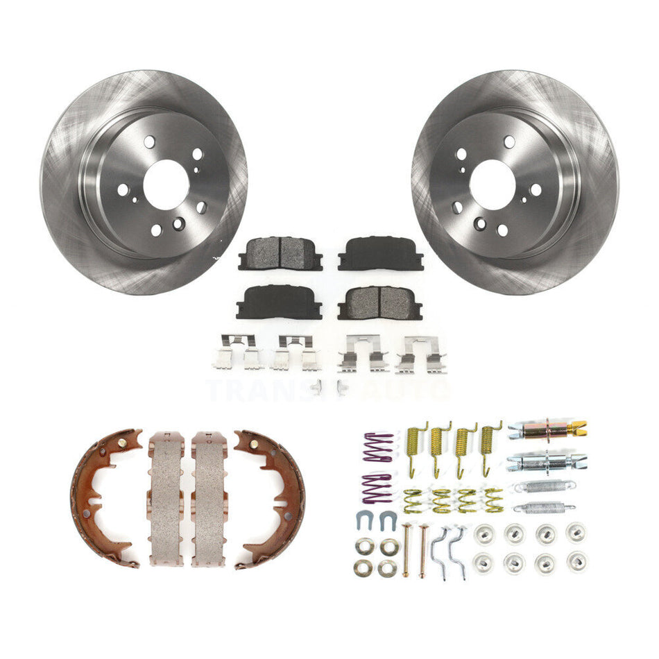 Rear Disc Rotors Semi-Metallic Pads Parking Shoes Hardware Kit For Toyota Highlander AWD K8S-104960