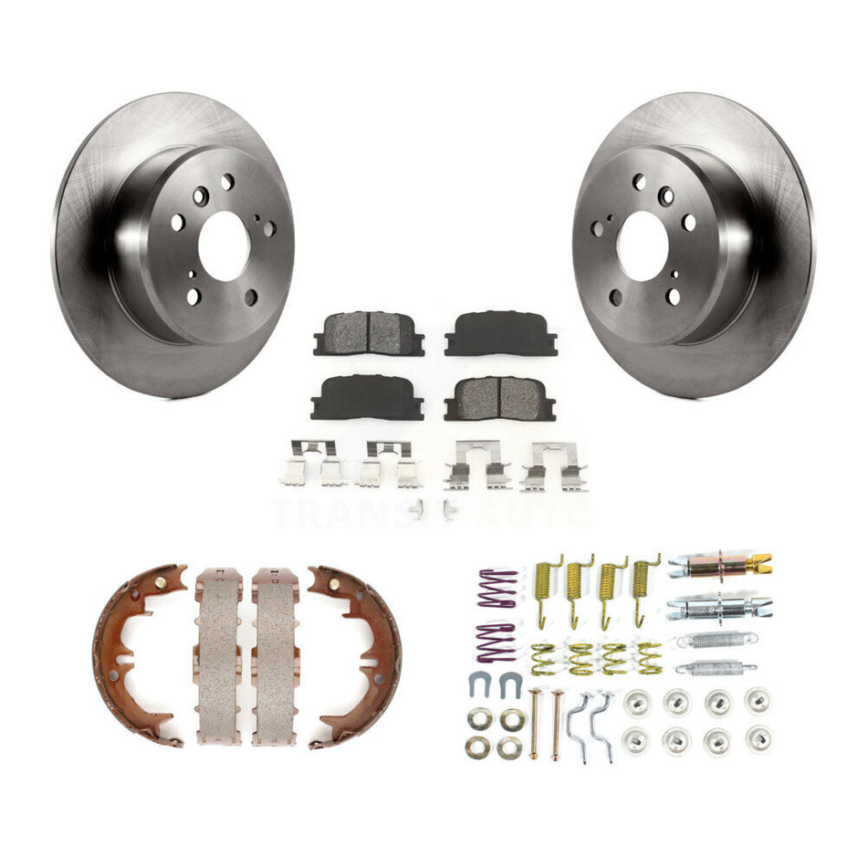 Rear Disc Rotors Semi-Metallic Pads Parking Shoes Hardware Kit For Toyota Highlander FWD K8S-104961