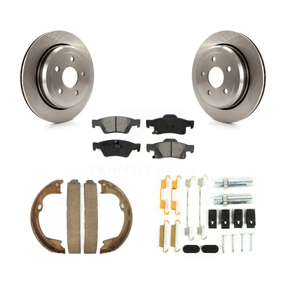Rear Disc Rotors Semi-Metallic Pads Parking Shoes & Hardware Kit For Jeep Grand Cherokee K8S-104963
