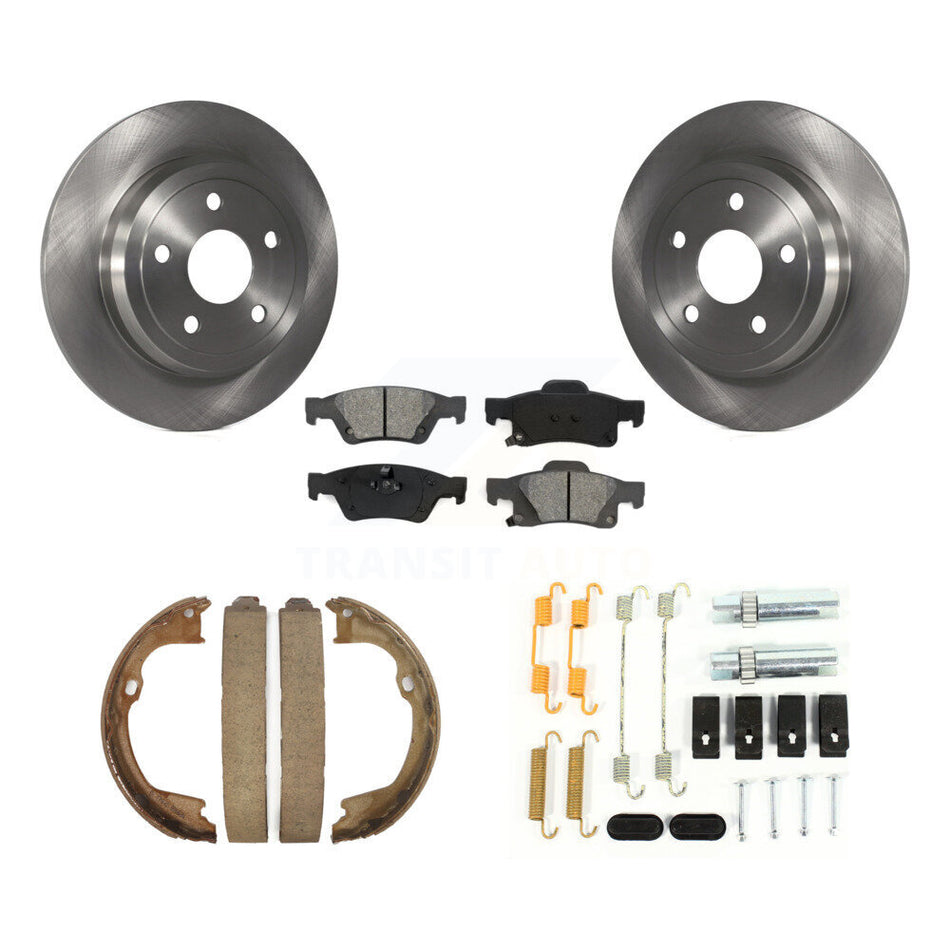 Rear Disc Rotors Semi-Metallic Pads Parking Shoes And Hardware Kit For Dodge Durango Jeep K8S-104964