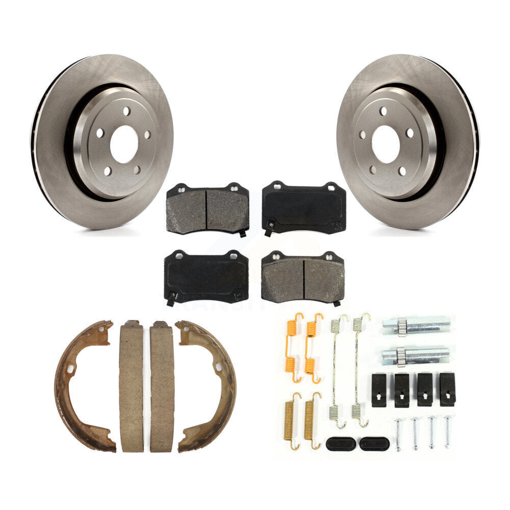 Rear Disc Rotors Semi-Metallic Pads Parking Shoes & Hardware Kit For Jeep Grand Cherokee K8S-104965