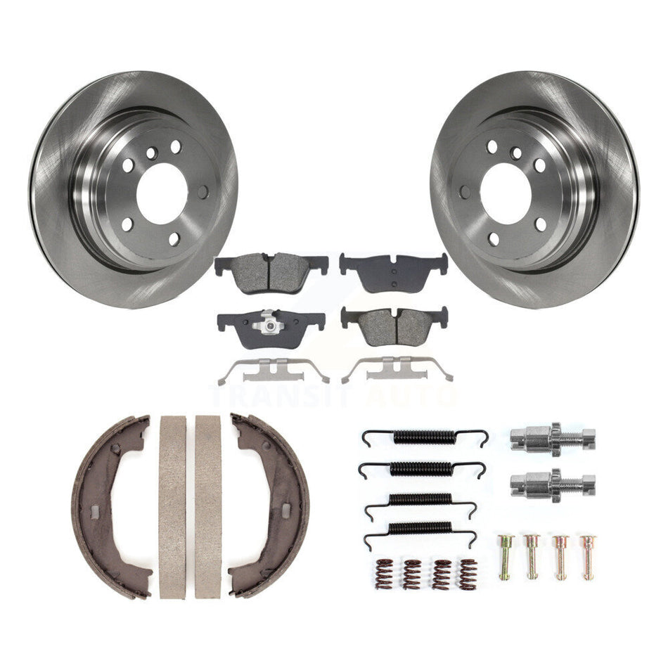 Rear Disc Rotors Semi-Metallic Pads Parking Brake Shoes Hardware Kit For BMW 428i xDrive K8S-104975